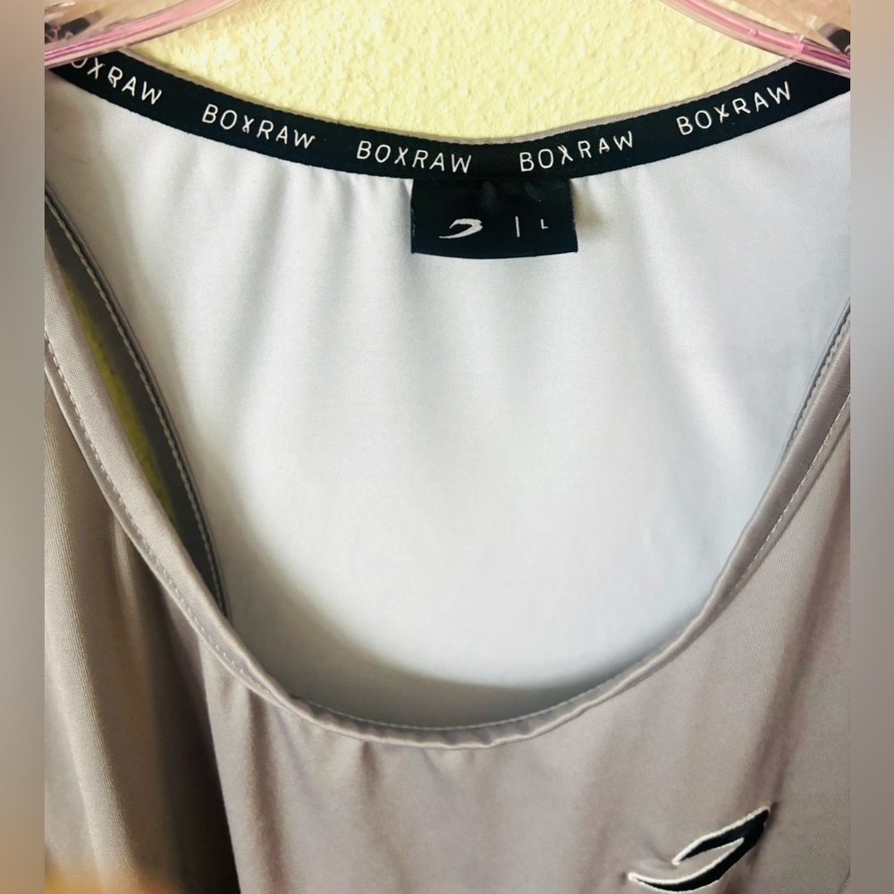 Boxraw Silver Boxing Work Out Men’s Razorback Tank Top Size: Large - Picture 4 of 5